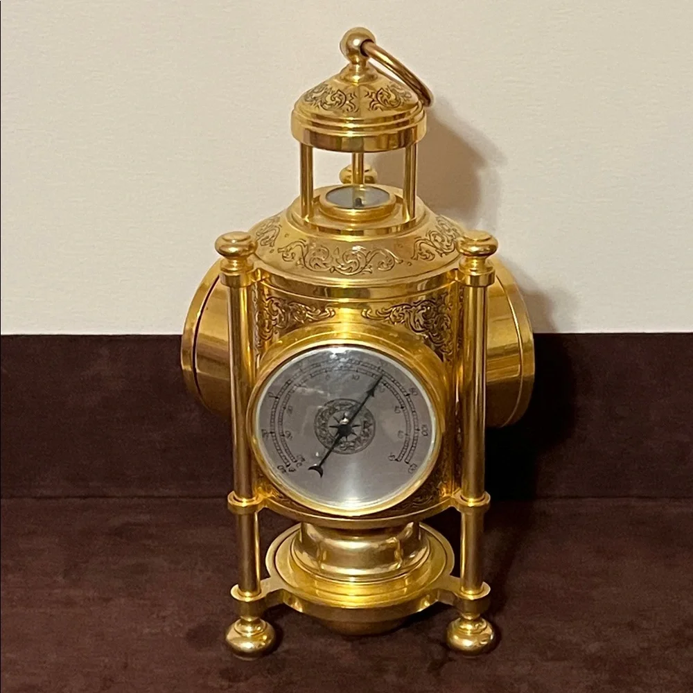 Franklin Mint International Meteorological Clock. Cast Metal 24K Gold Plated